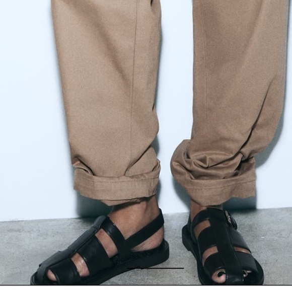 Zara Black FAUX FUR LINED CAGE SANDALS. Size 8/39 - Picture 6 of 9